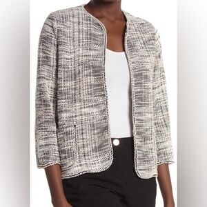 Max Studio Black White Tweed Knit Blazer Jacket Preppy Office Size Medium